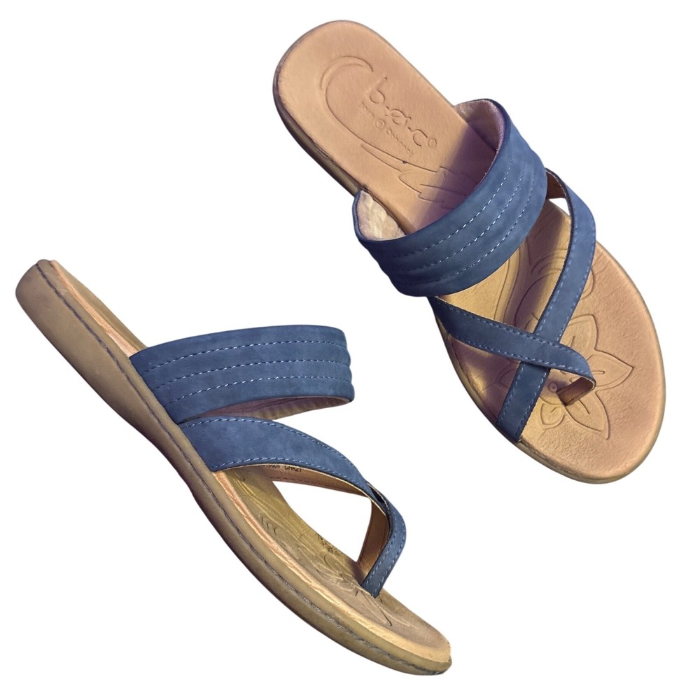 b.o.c. Born Concepts Blue Strappy Toe Loop Comfort Slide Sandals Size 9M